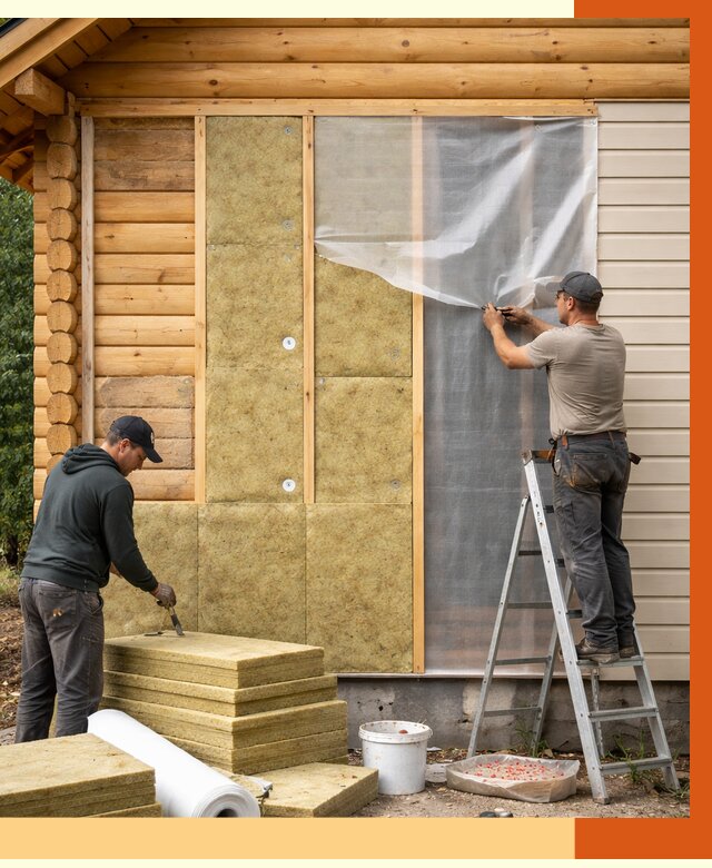 Утепление дома из бруса в Борзе от 3863 руб./м2 — работы под ключ | ТепломастерБря