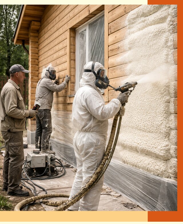 Утепление дома из бруса ППУ в Борзе от 3966 руб/м2 под ключ | ТепломастерБря