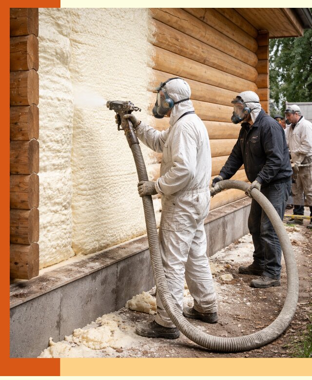 Утепление дома из бруса пенополиуретаном в Борзе