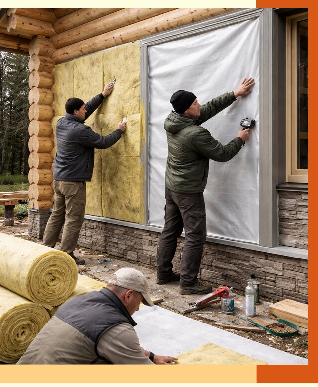 Утепление бревенчатого дома в Борзе от 7880 руб/м2 — заказать под ключ | ТепломастерБря