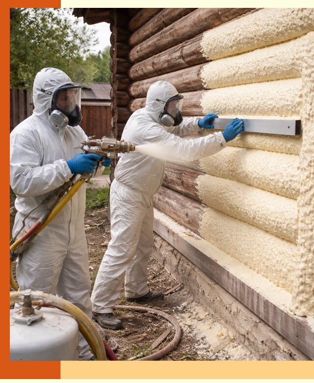 Утепление бревенчатого дома ППУ в Борзе эффективной изоляцией