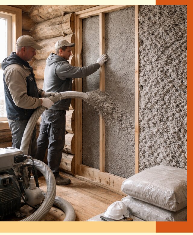 Утепление бревенчатого дома эковатой в Борзе от 2833 руб. | ТепломастерБря