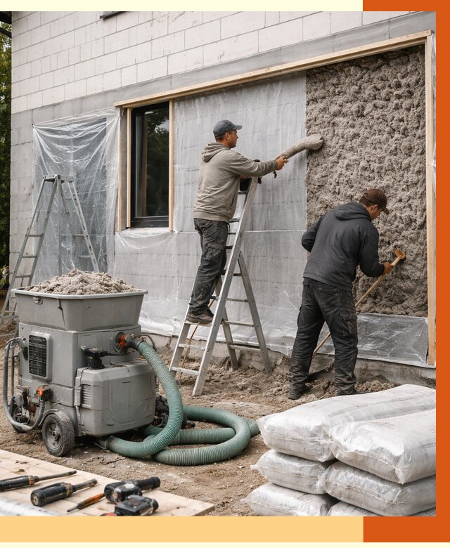 Утепление дома из газобетона эковатой в Борзе от 4635 руб./м2 | ТепломастерБря