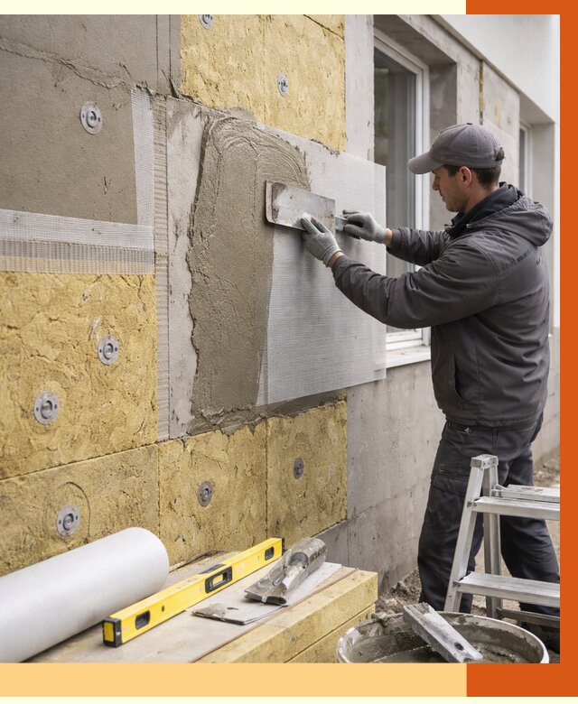 Утепление фасада под штукатурку в Борзе от 4326 руб/м2 — монтаж пенопластом и минватой | ТепломастерБря