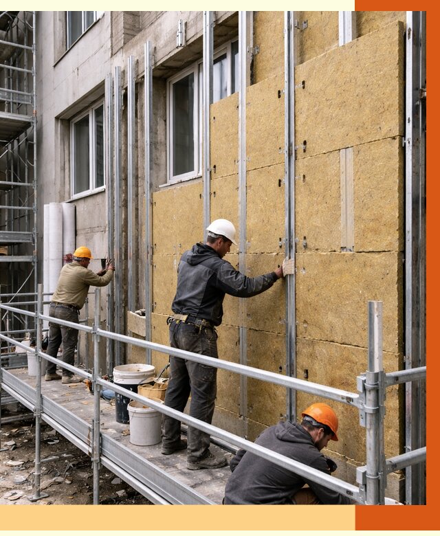 Утепление вентилируемого фасада в Борзе от 5769 руб/м2 — монтаж и утепление вентфасад | ТепломастерБря