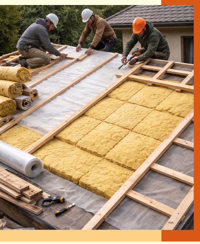 Утепление скатной крыши в Борзе от 1288 руб./м2 под ключ | ТепломастерБря