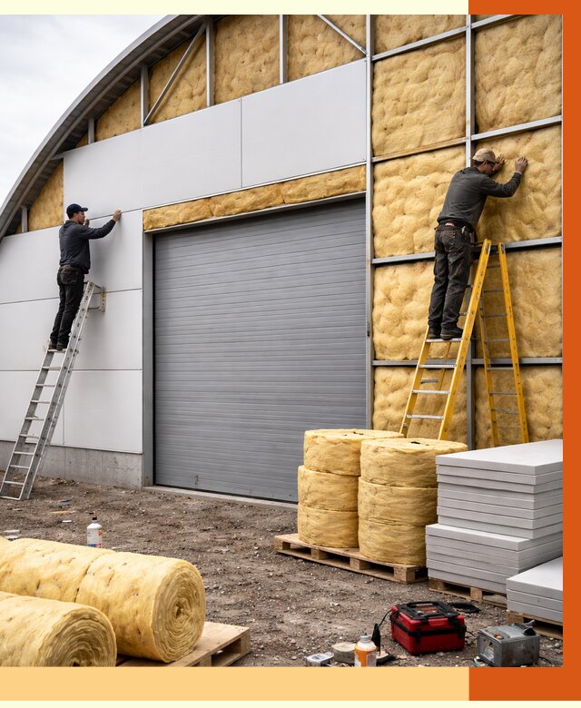 Утепление ангара пенополиуретаном в Борзе от 7417 руб./м² — комплекс от ТепломастерБря