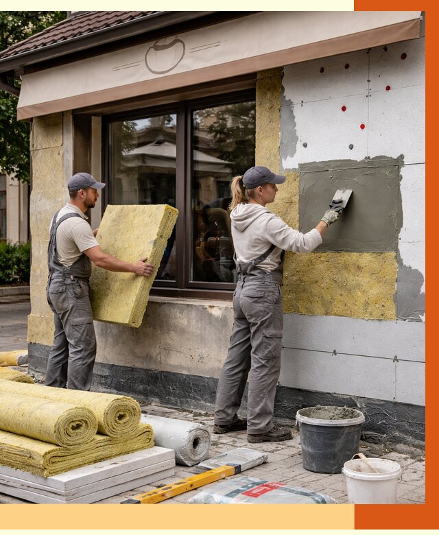 Утепление кафе в Борзе от 4326 руб/м2 — комплексно под ключ | ТепломастерБря