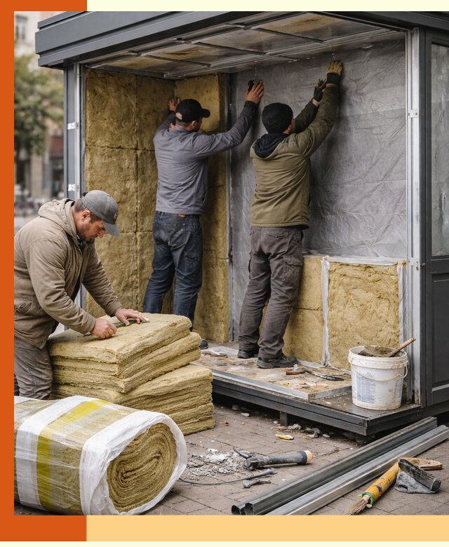 Утепление павильона шаурмы под ключ в Борзе