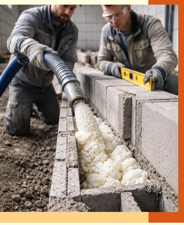 Заполнение колодцевой кладки ППУ в Борзе от 4326 руб. за м2 | ТепломастерБря