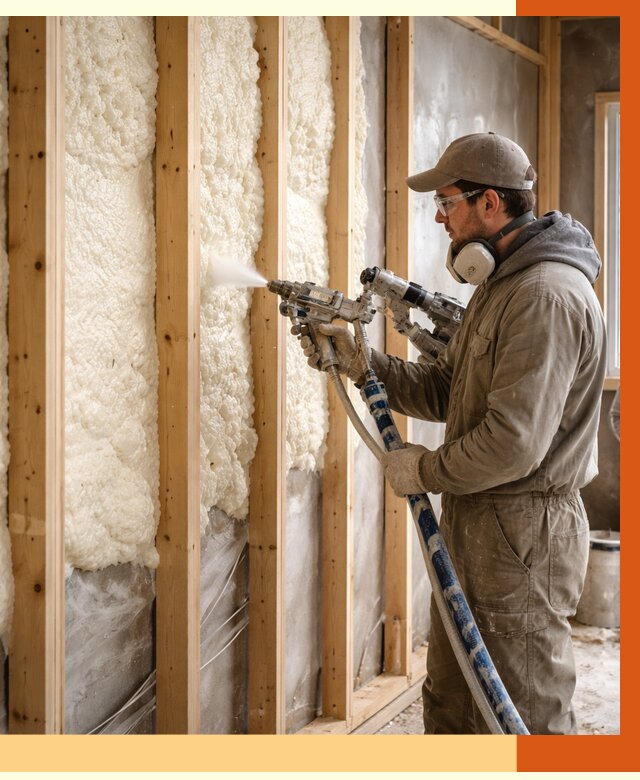 Утепление каркасной стены ППУ в Борзе от 4378 руб./м2 под ключ | ТепломастерБря