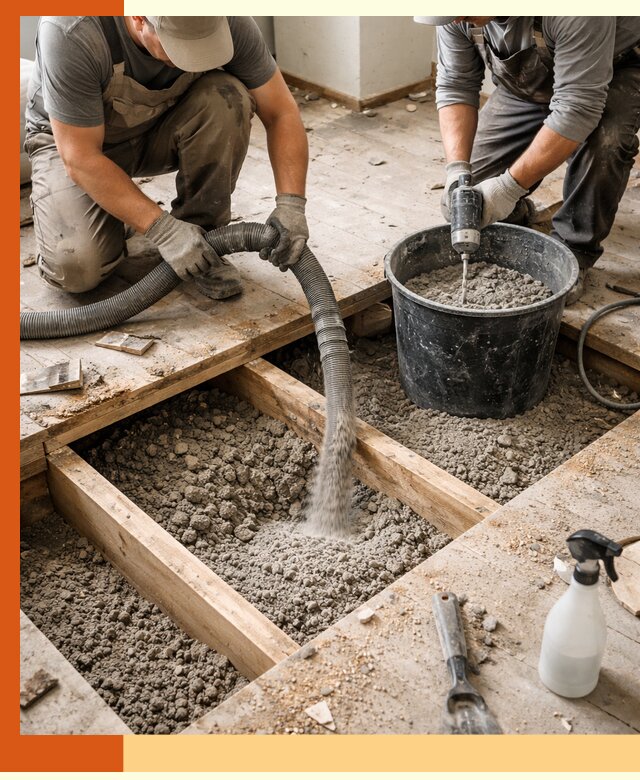 Заполнение пустот пола в Борзе полиуретаном и пенополистиролом