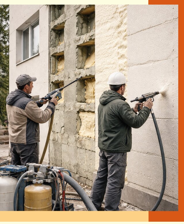 Заполнение пустот фасада в Борзе от 4635 руб. — утепление пустот облицовки | ТепломастерБря