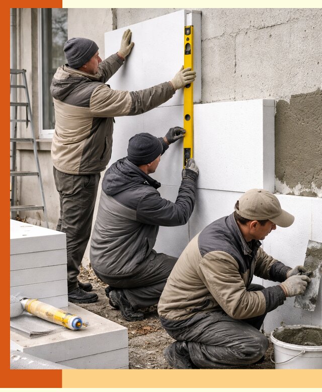 Утепление пенопластом наружных стен и фасадов в Борзе