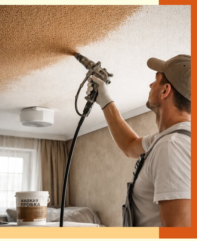 Утепление потолка жидкой пробкой в Борзе от 3605 руб. | ТепломастерБря