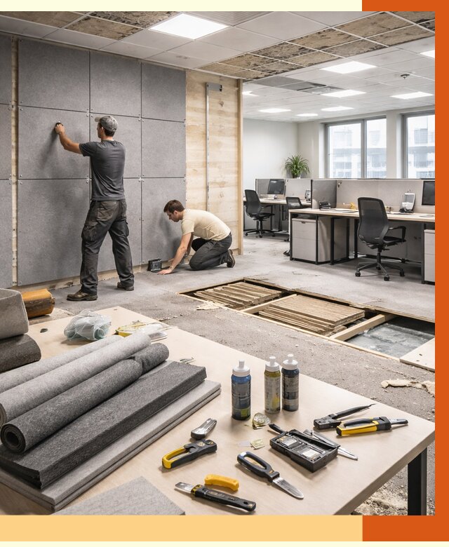 Профессиональная шумоизоляция офиса в Борзе от 6953 руб. за м2 | ТепломастерБря