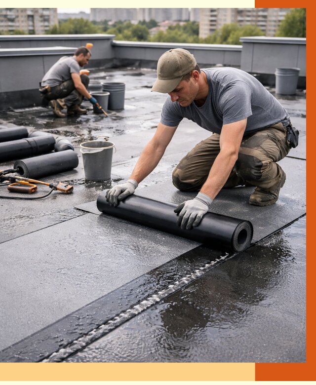 Гидроизоляция плоской кровли в Борзе от 4635 руб./м2 — профессионально | ТепломастерБря