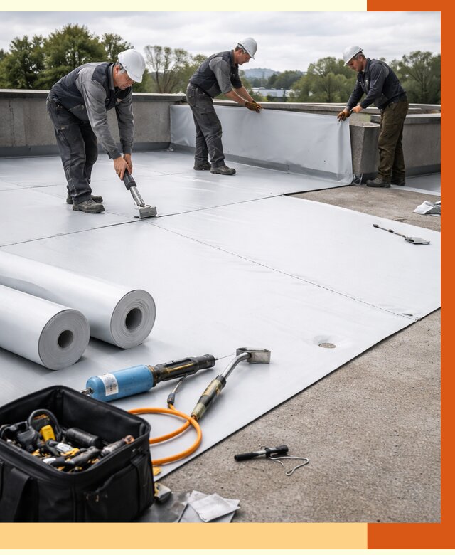 Гидроизоляция мембранной кровли в Борзе от 7726 руб./м² — профессионально | ТепломастерБря