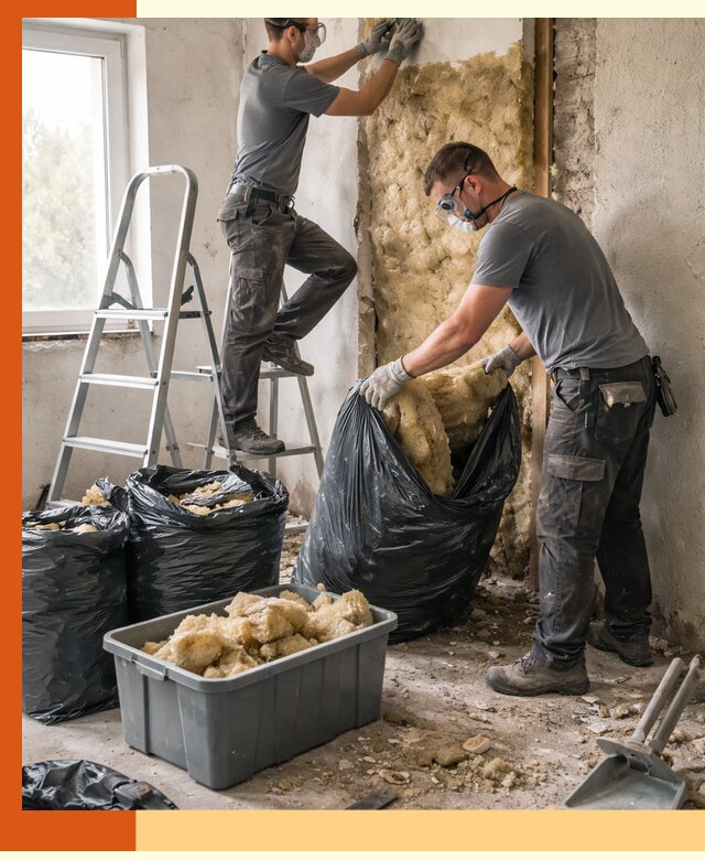 Демонтаж старого утеплителя и вывоз отходов в Борзе