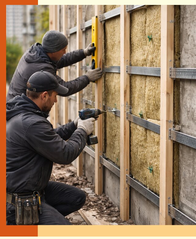 Монтаж обрешетки под утепление зданий и квартир в Борзе